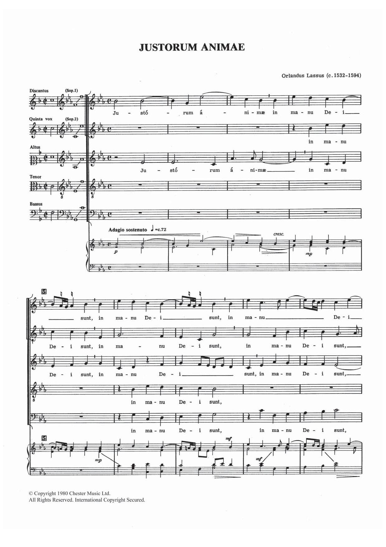 Download Orlandus Lassus Justorum Animae Sheet Music