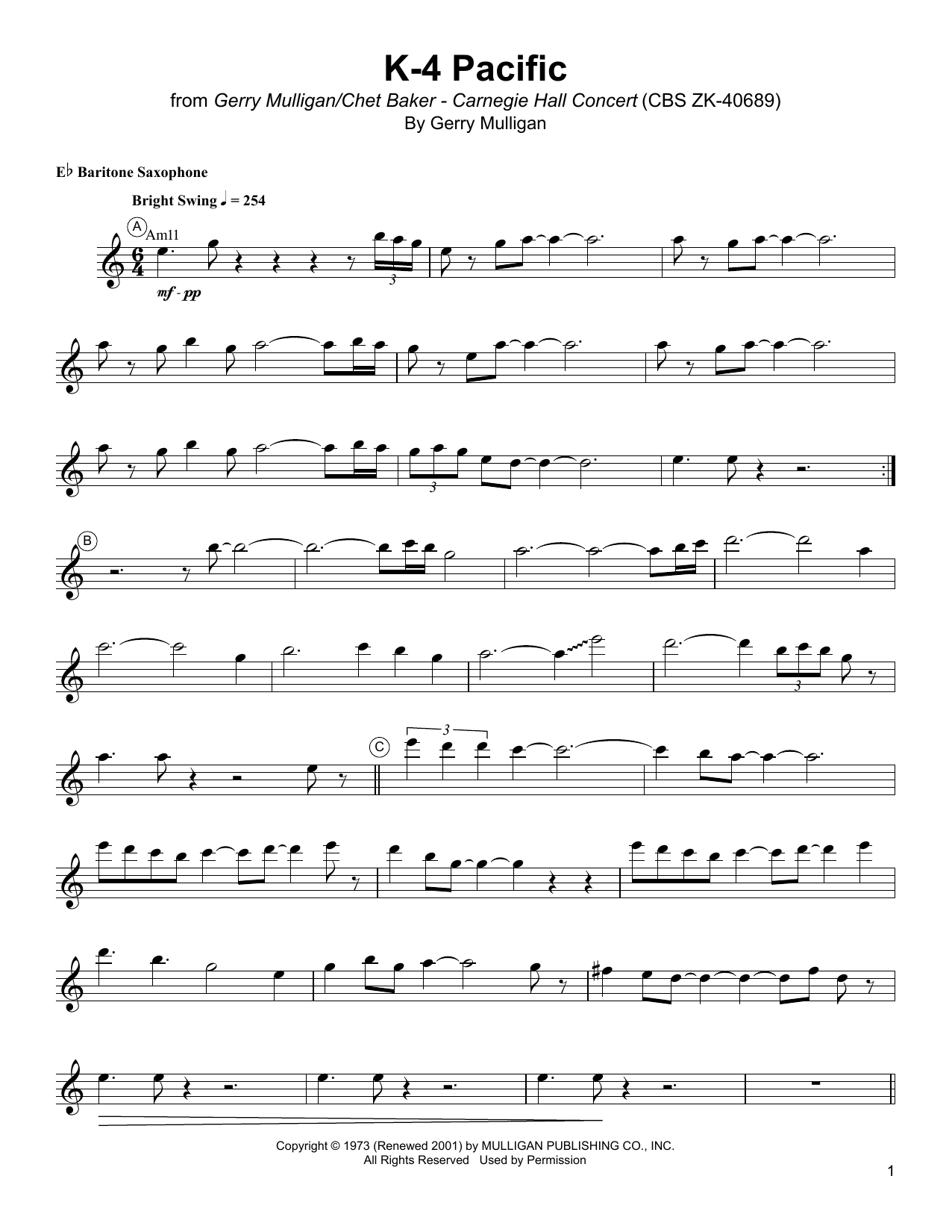 Download Gerry Mulligan K-4 Pacific Sheet Music