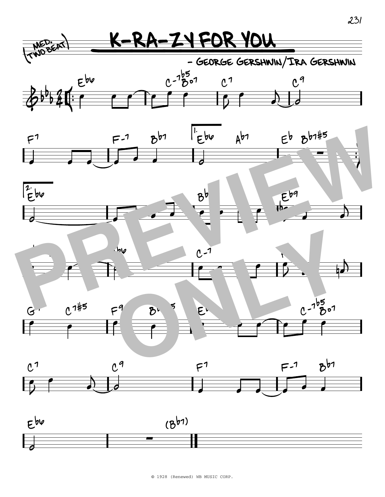 Download George Gershwin & Ira Gershwin K-ra-zy For You Sheet Music
