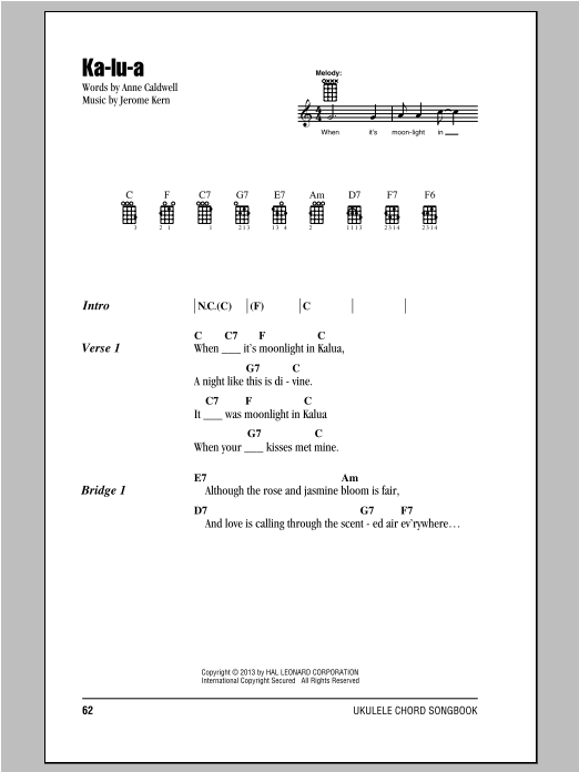 Download Jerome Kern Ka-lu-a Sheet Music