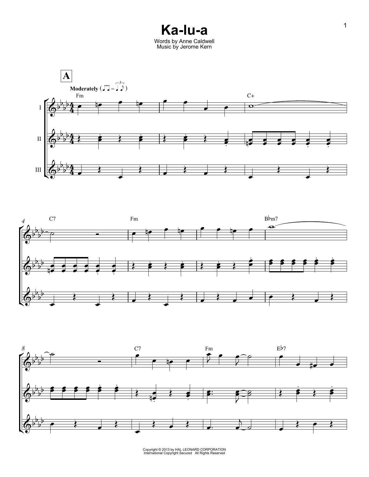 Download Jerome Kern Ka-lu-a Sheet Music