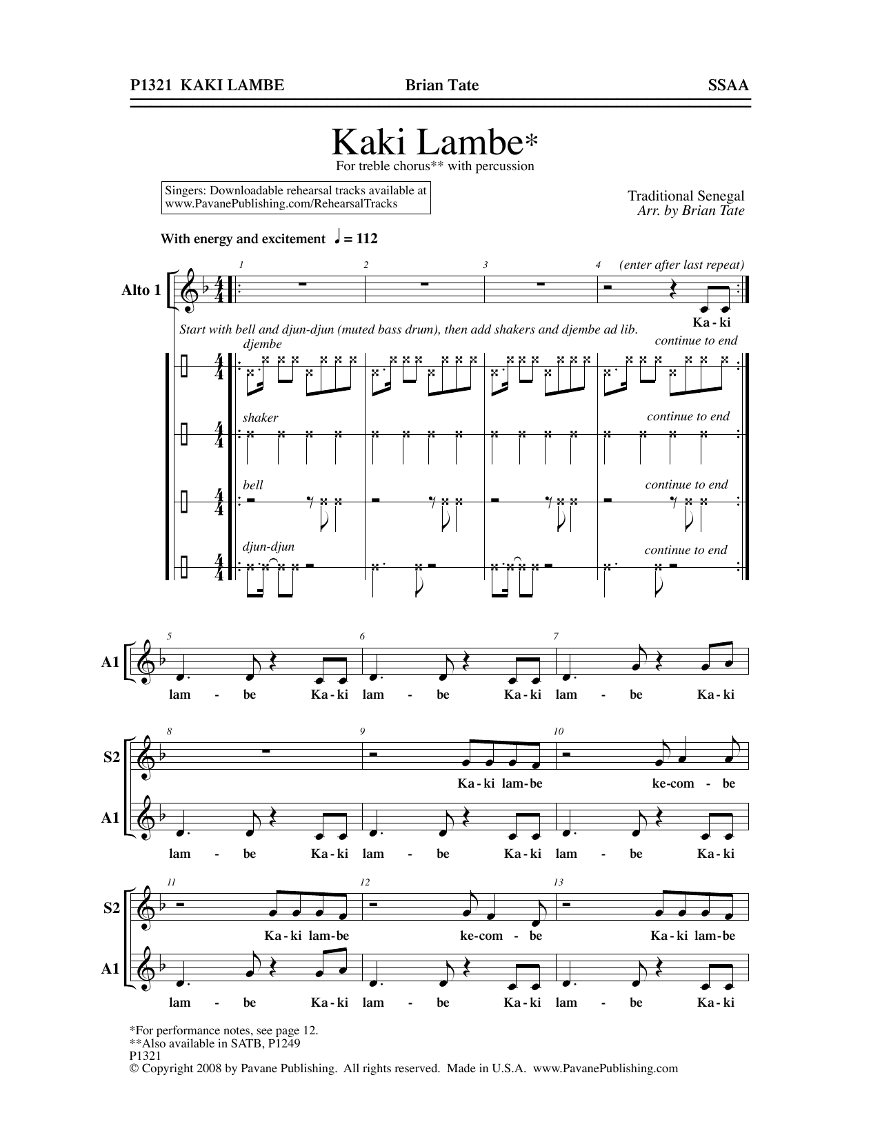 Download Brian Tate Kaki Lambe Sheet Music