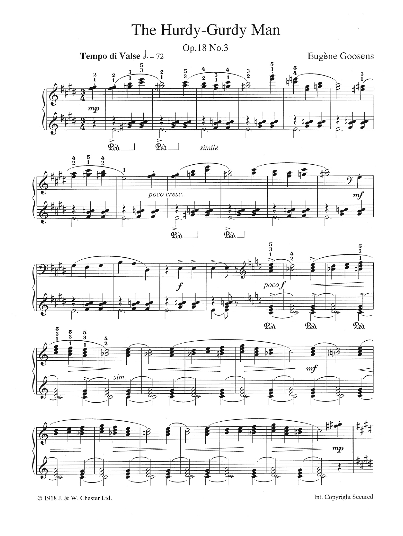 Download Eugène Goossens Kaleidoscope, Op.18: The Hurdy-Gurdy Ma Sheet Music