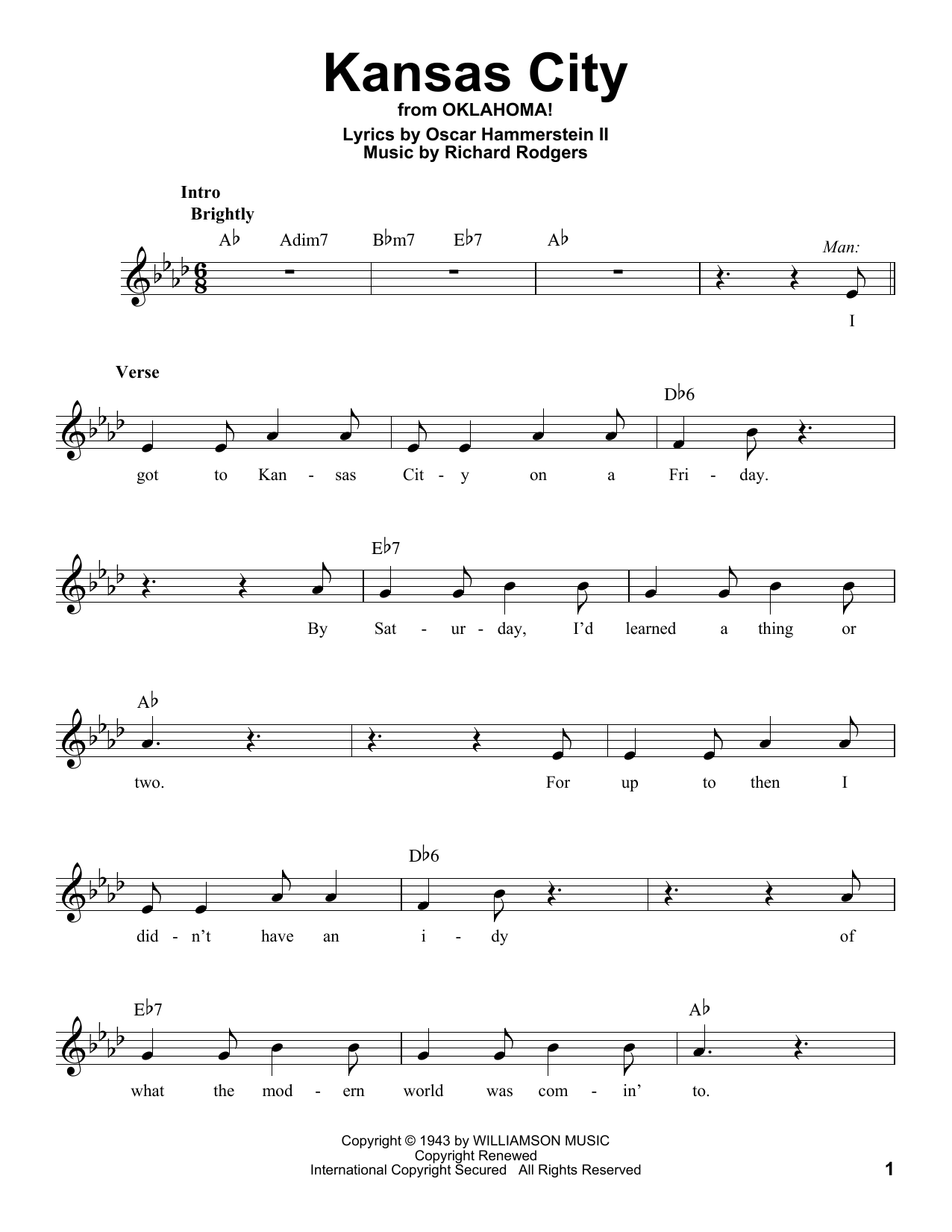 Download Rodgers & Hammerstein Kansas City (from Oklahoma!) Sheet Music