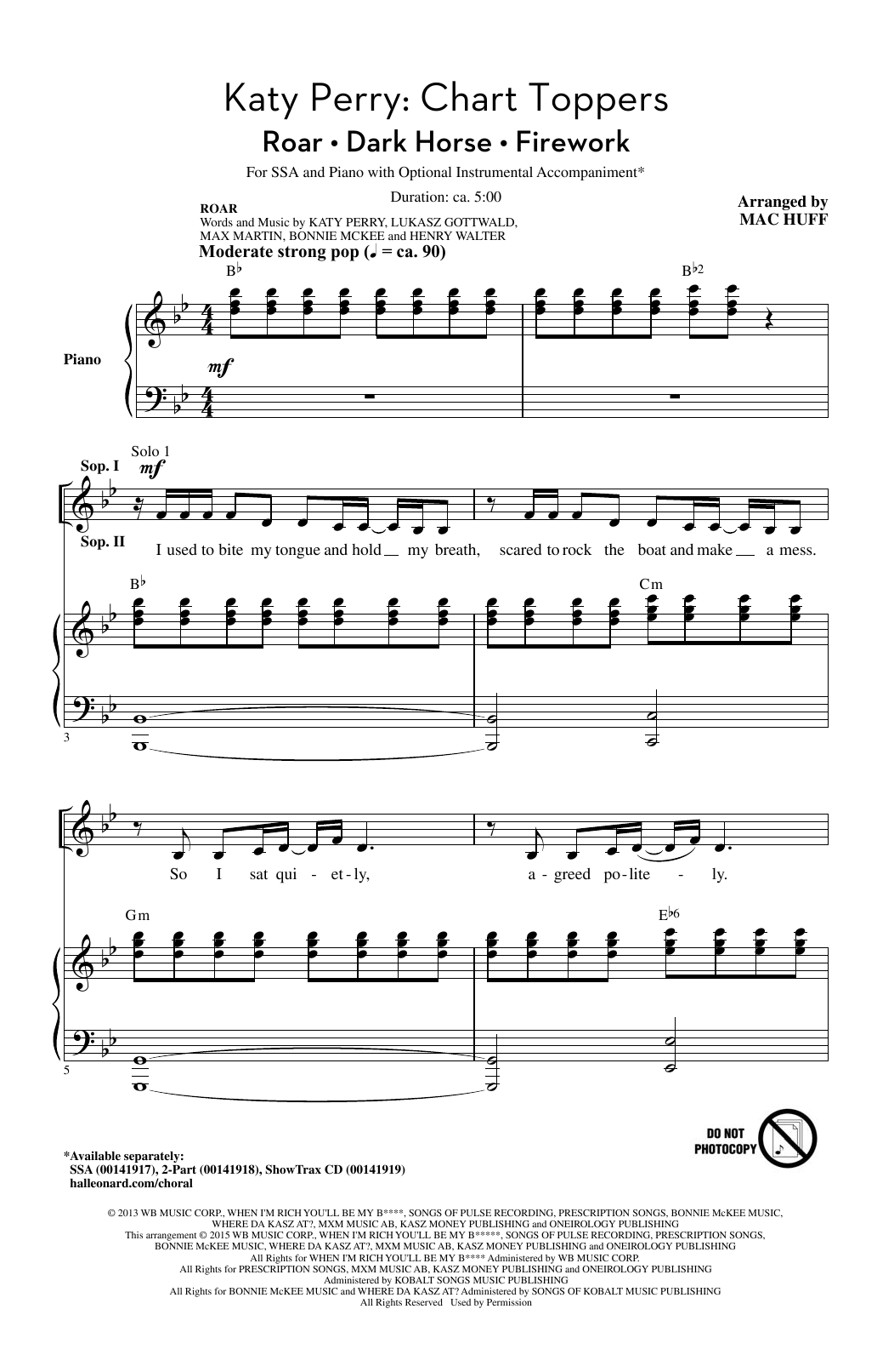 Download Mac Huff Katy Perry: Chart Toppers Sheet Music