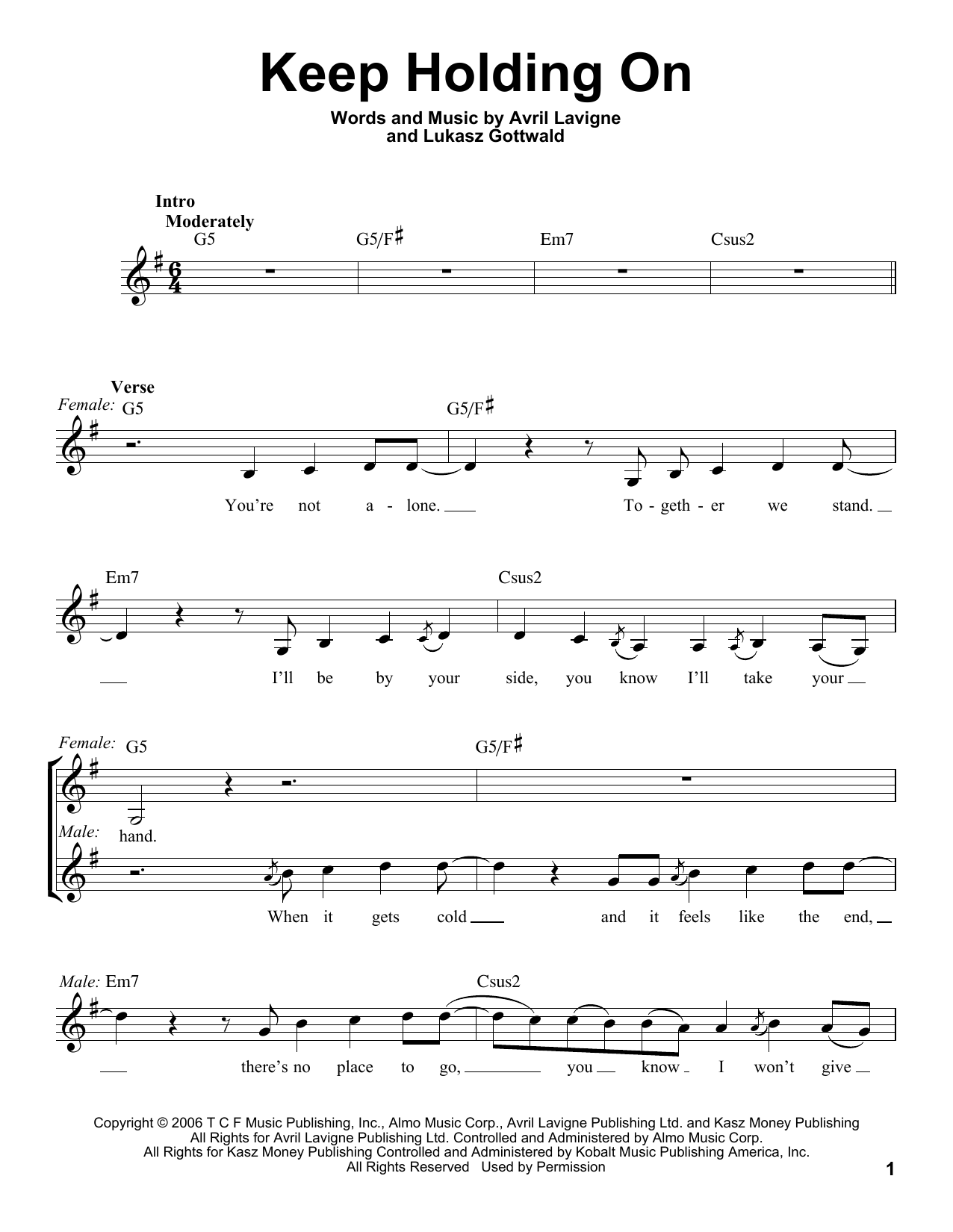 Download Glee Cast Keep Holding On Sheet Music