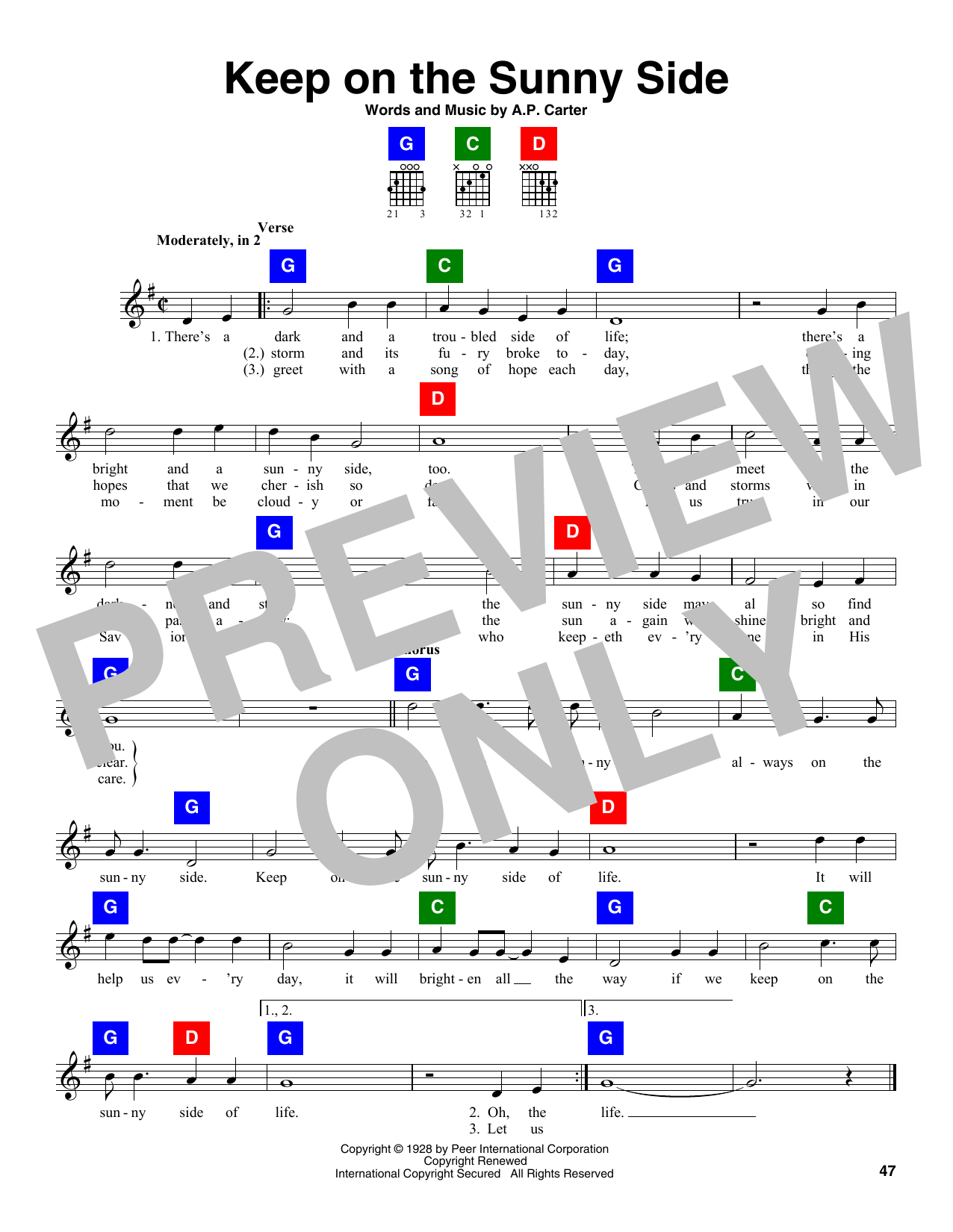 Download The Carter Family Keep On The Sunny Side Sheet Music