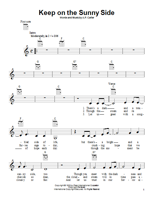 Download The Carter Family Keep On The Sunny Side Sheet Music