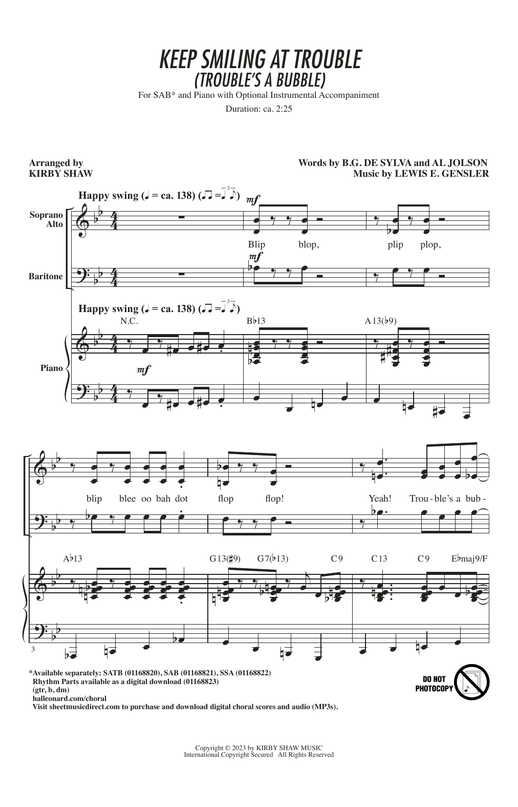 Download Lewis E. Gensler Keep Smiling At Trouble (Trouble's A Bu Sheet Music