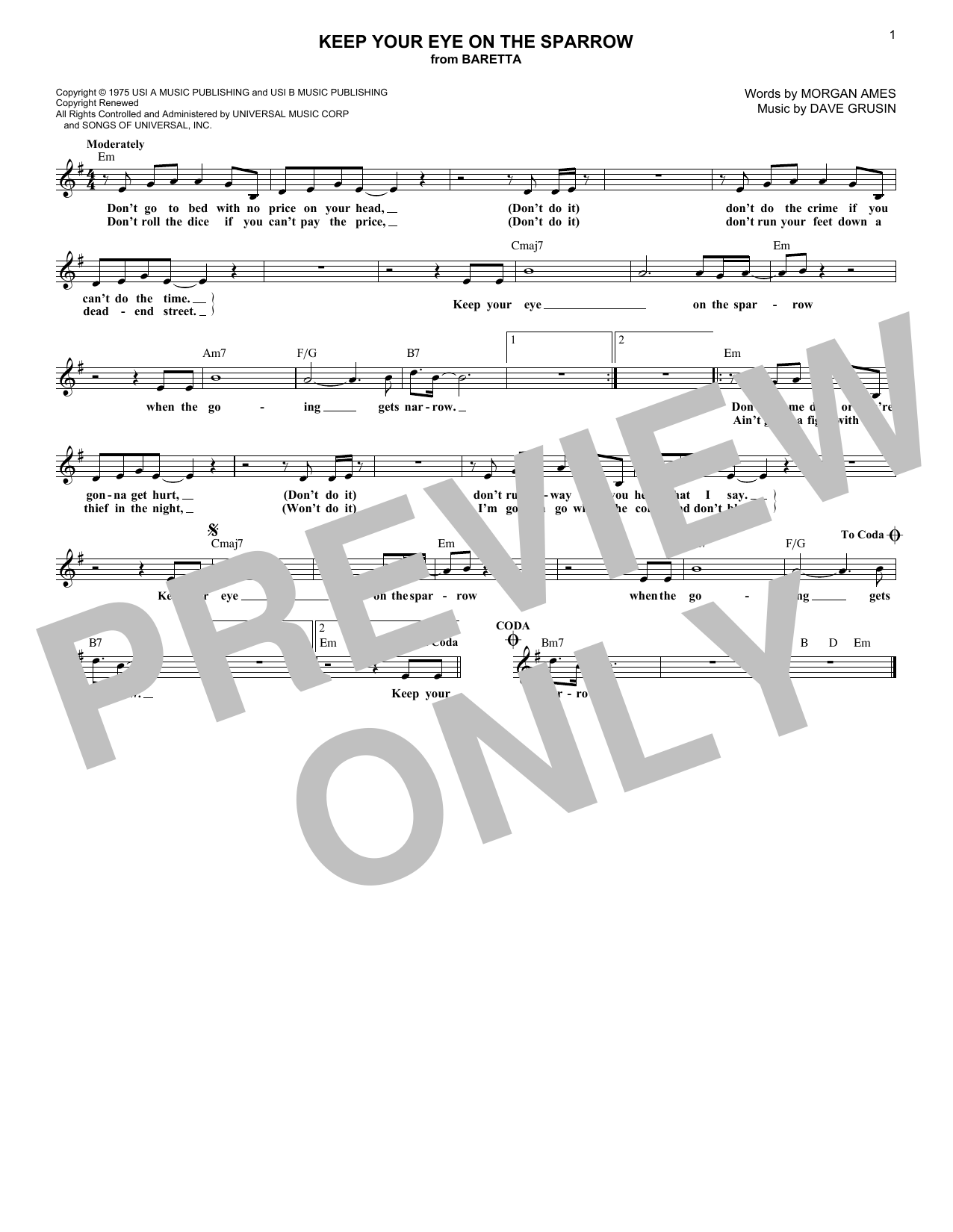 Download Sammy Davis Jr. Keep Your Eye On The Sparrow (from Bare Sheet Music