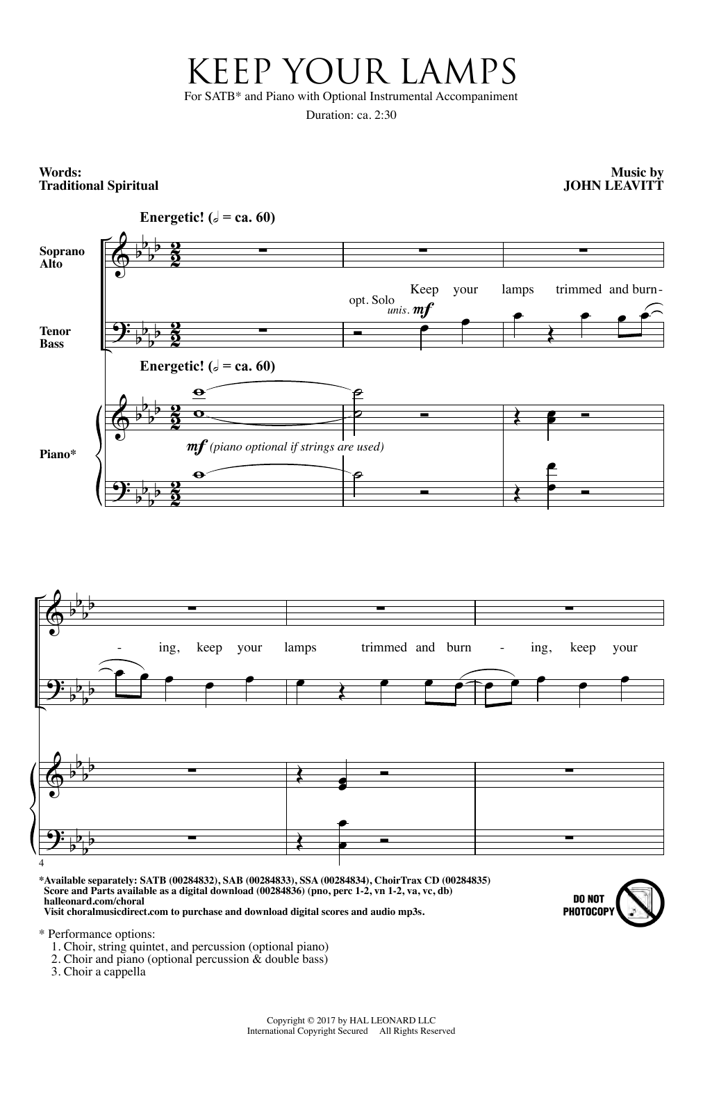 Download John Leavitt Keep Your Lamps Trimmed And Burning Sheet Music