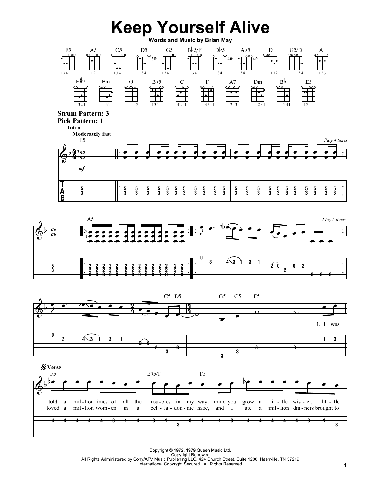 Download Queen Keep Yourself Alive Sheet Music