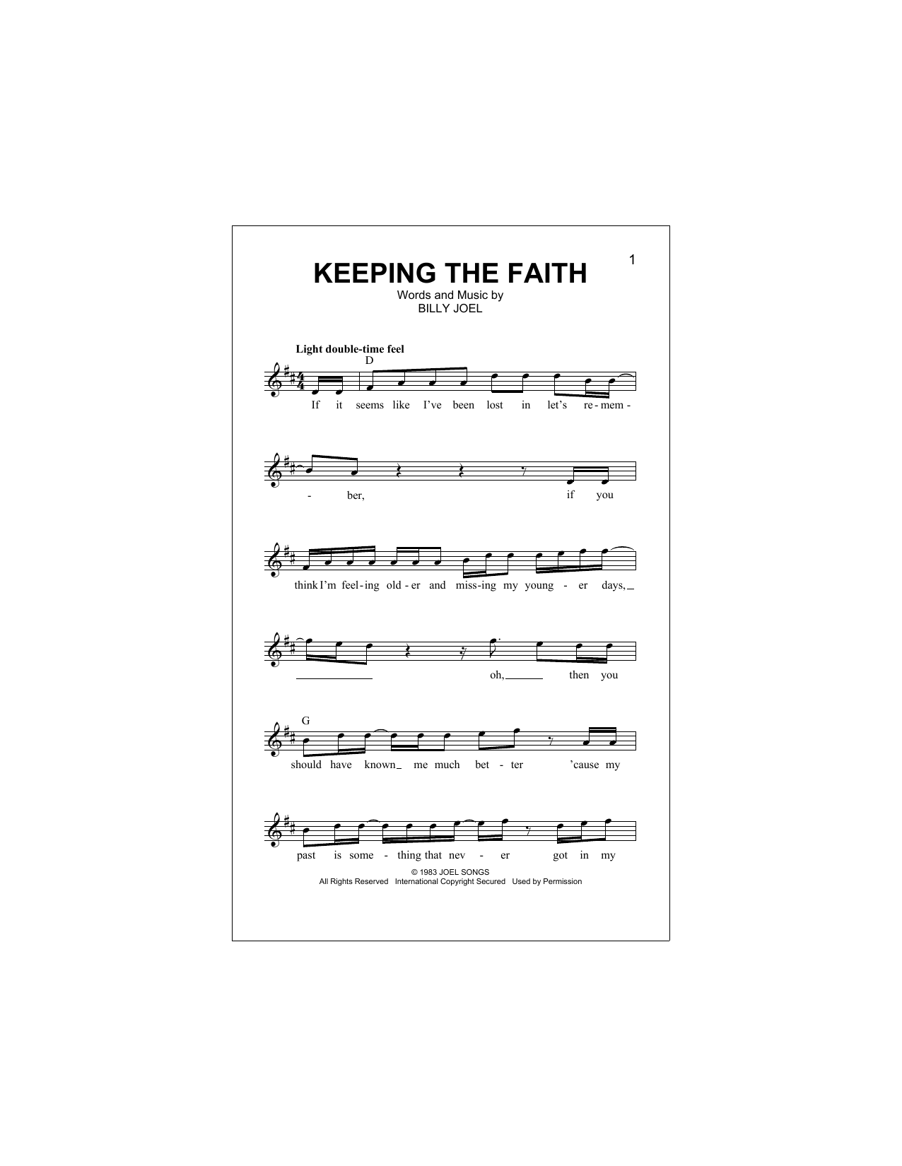 Download Billy Joel Keeping The Faith Sheet Music