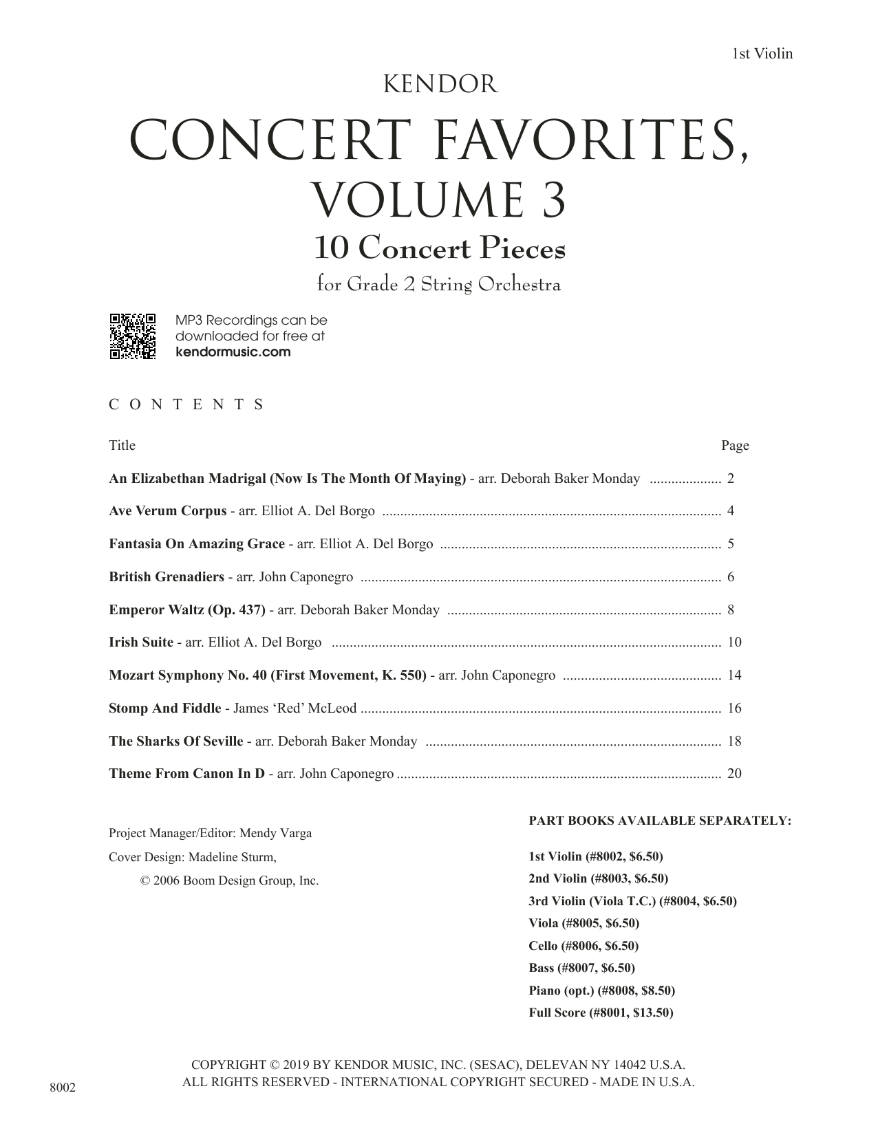 Download Various Kendor Concert Favorites, Volume 3 - 1s Sheet Music
