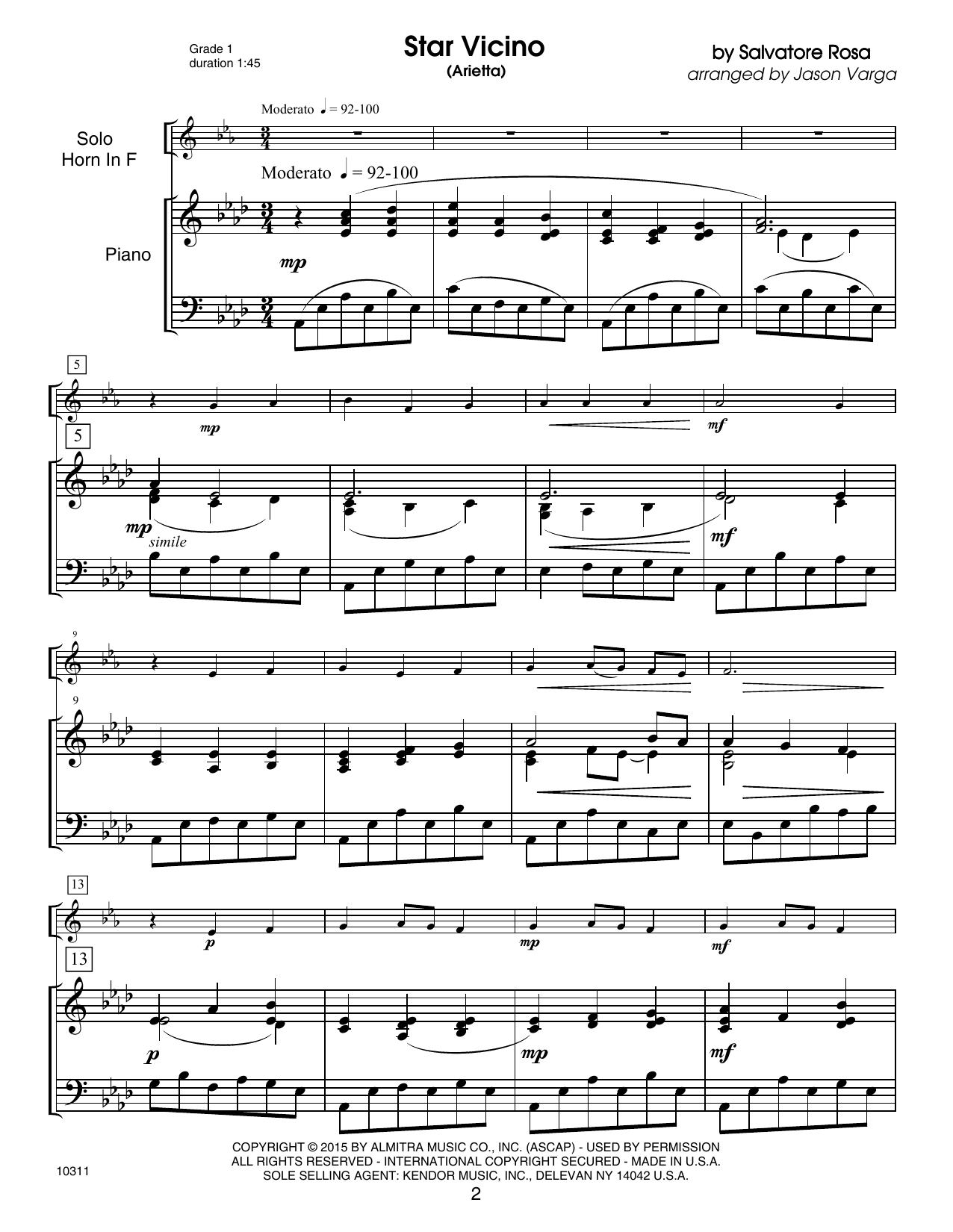 Download Varga Kendor Debut Solos - Horn in F - Piano Sheet Music