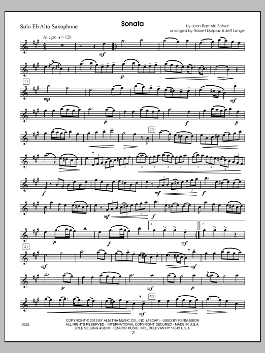 Download Jeff Lange Kendor Master Repertoire - Alto Saxopho Sheet Music