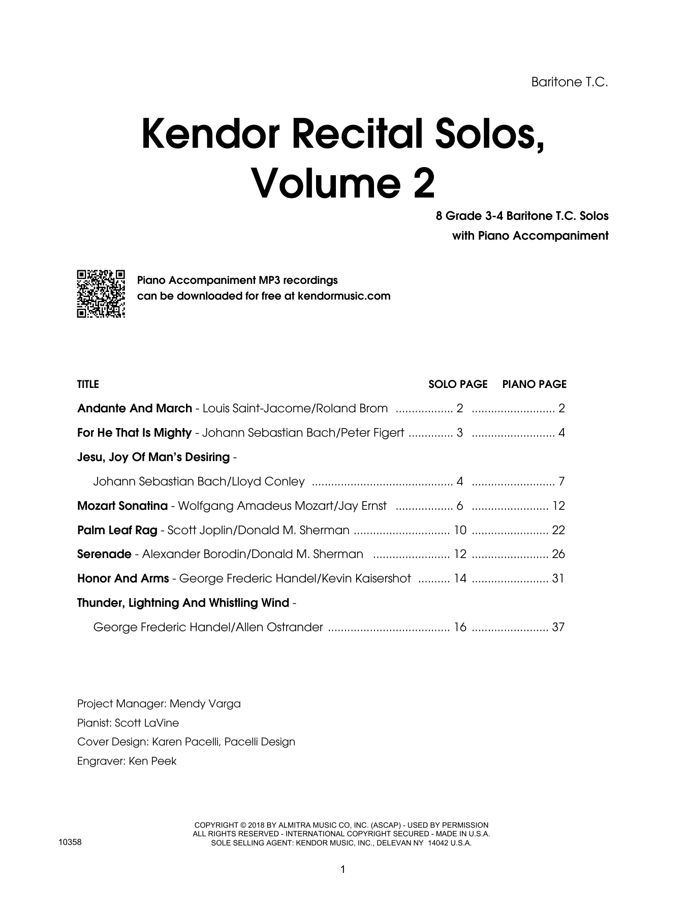 Download Various Kendor Recital Solos, Volume 2 - Barito Sheet Music