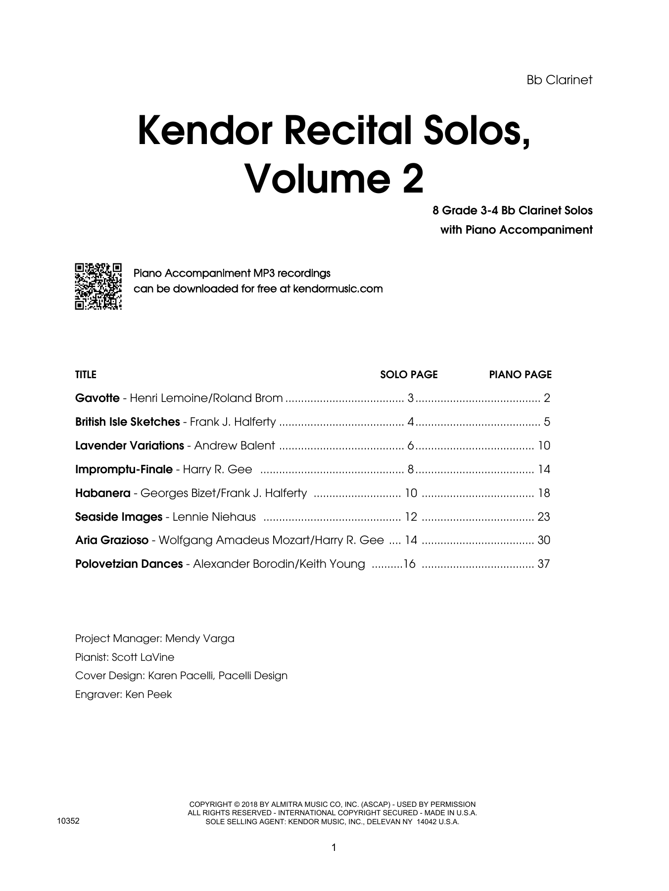 Download Various Kendor Recital Solos, Volume 2 - Bb Cla Sheet Music