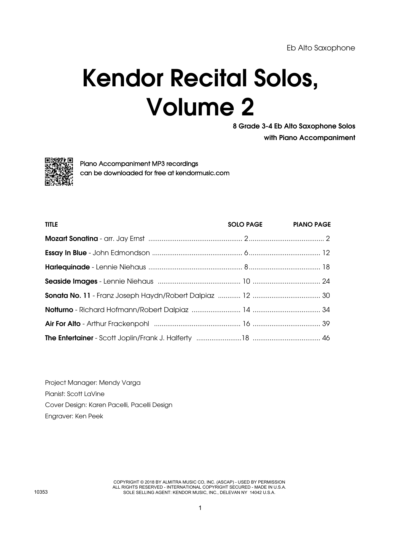 Download Various Kendor Recital Solos, Volume 2 - Eb Alt Sheet Music