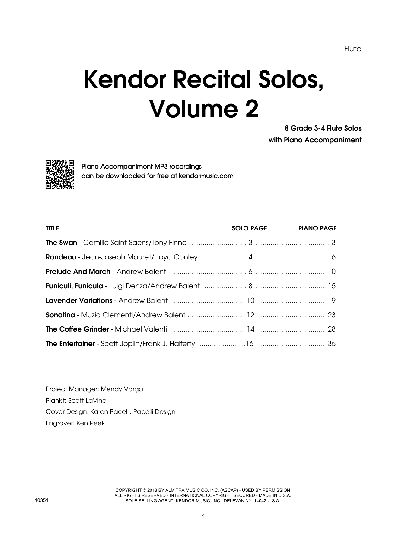 Download Various Kendor Recital Solos, Volume 2 - Flute Sheet Music