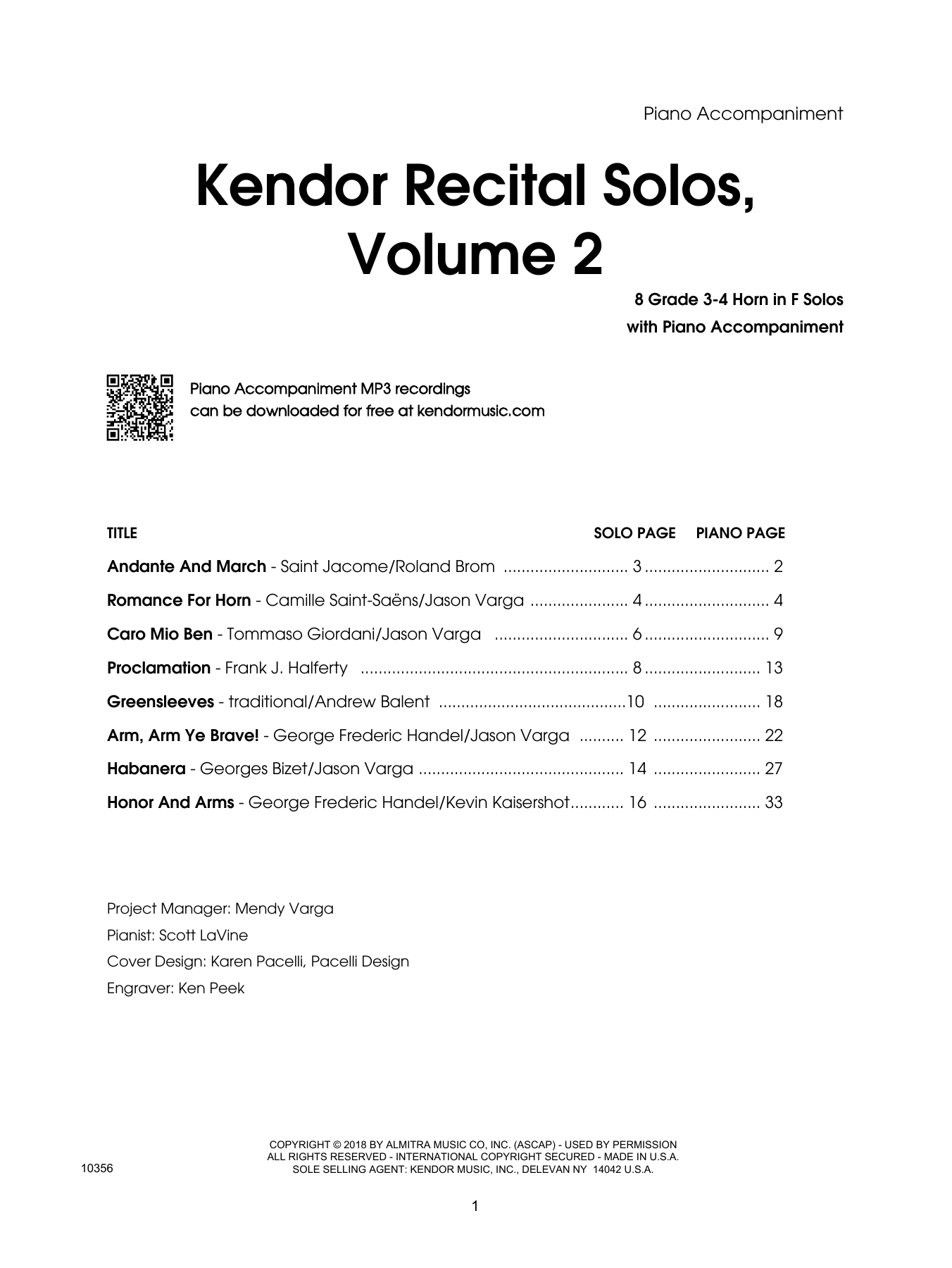 Download Various Kendor Recital Solos, Volume 2 - Piano Sheet Music