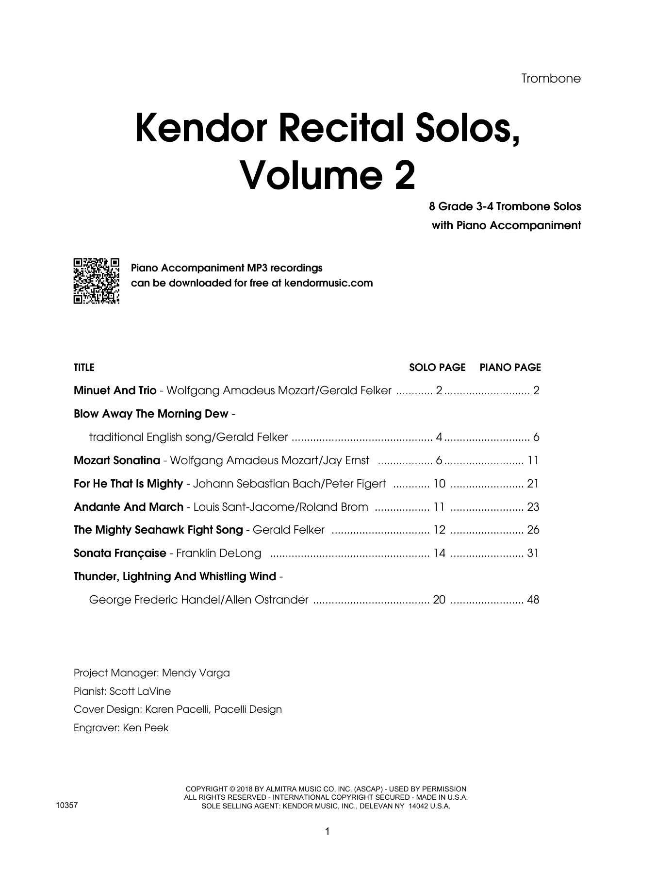 Download Various Kendor Recital Solos, Volume 2 - Trombo Sheet Music