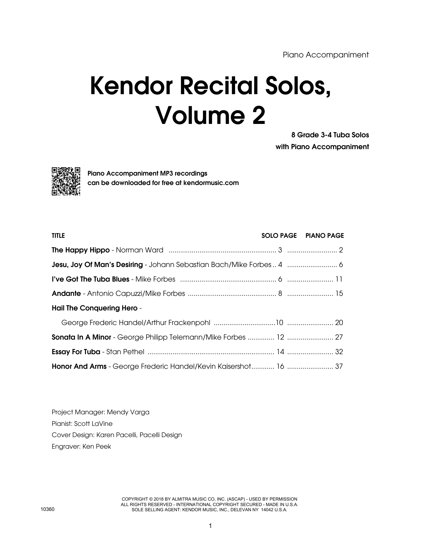 Download Various Kendor Recital Solos, Volume 2 - Tuba - Sheet Music