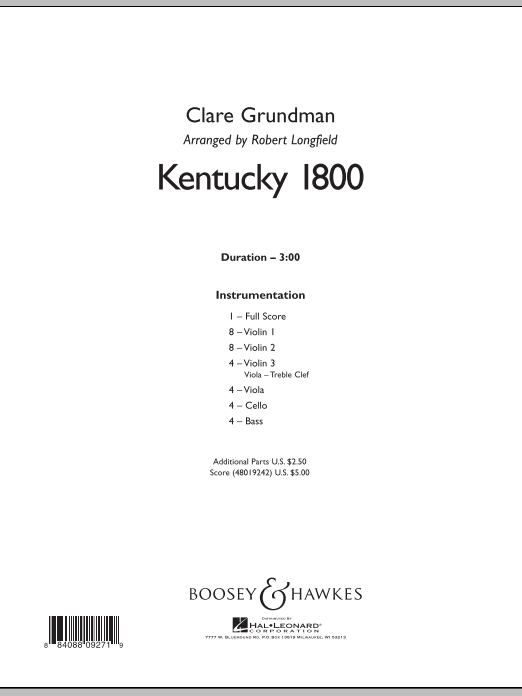 Download Robert Longfield Kentucky 1800 - Conductor Score (Full S Sheet Music
