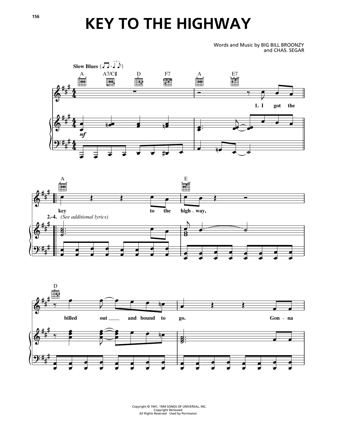 Download Eric Clapton Key To The Highway Sheet Music