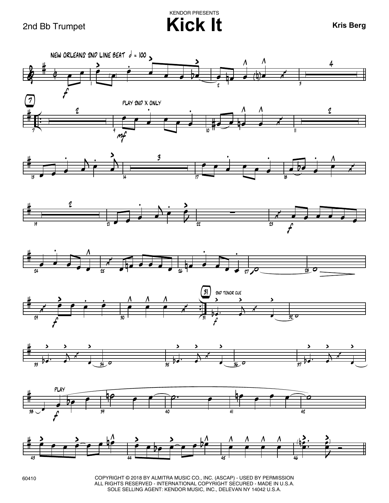 Download Kris Berg Kick It - 2nd Bb Trumpet Sheet Music