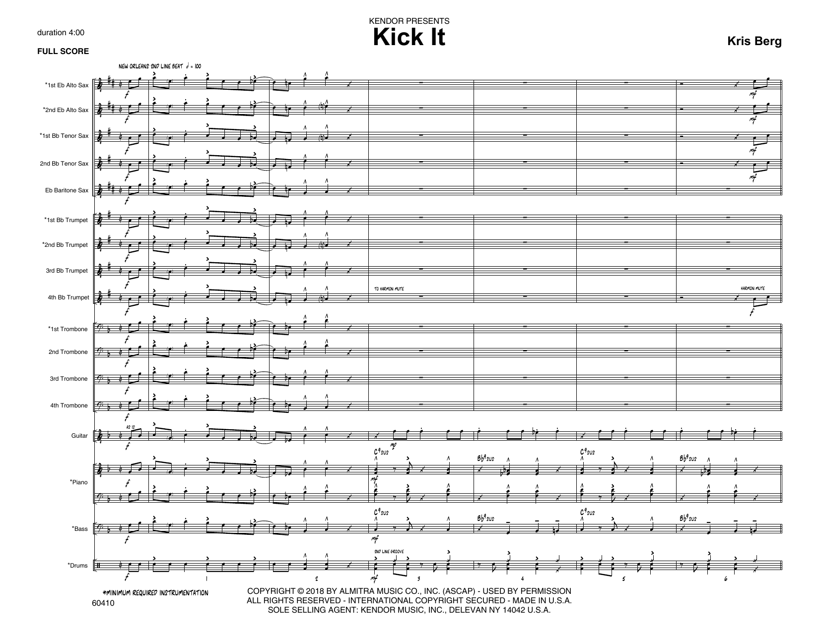 Download Kris Berg Kick It - Full Score Sheet Music