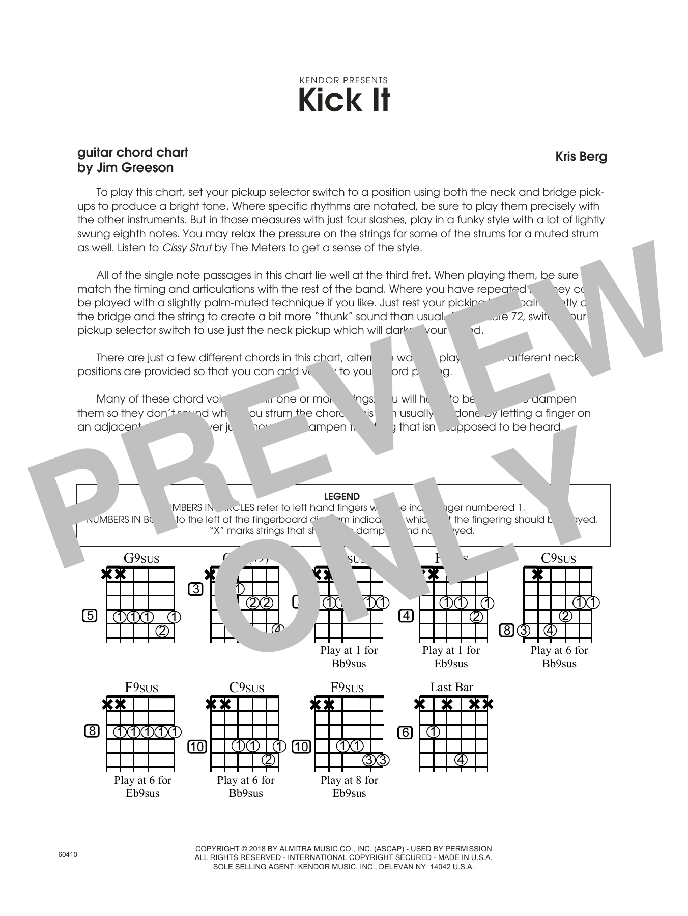 Download Kris Berg Kick It - Guitar Chord Chart Sheet Music