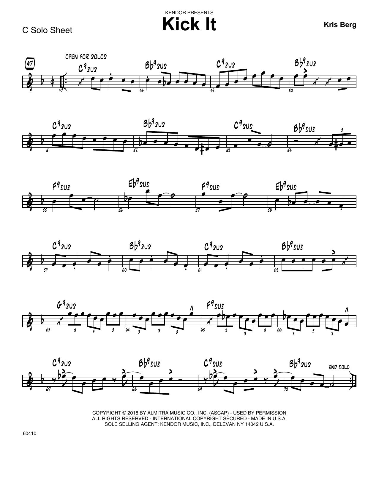 Download Kris Berg Kick It - Solo Sheet - Trumpet Sheet Music