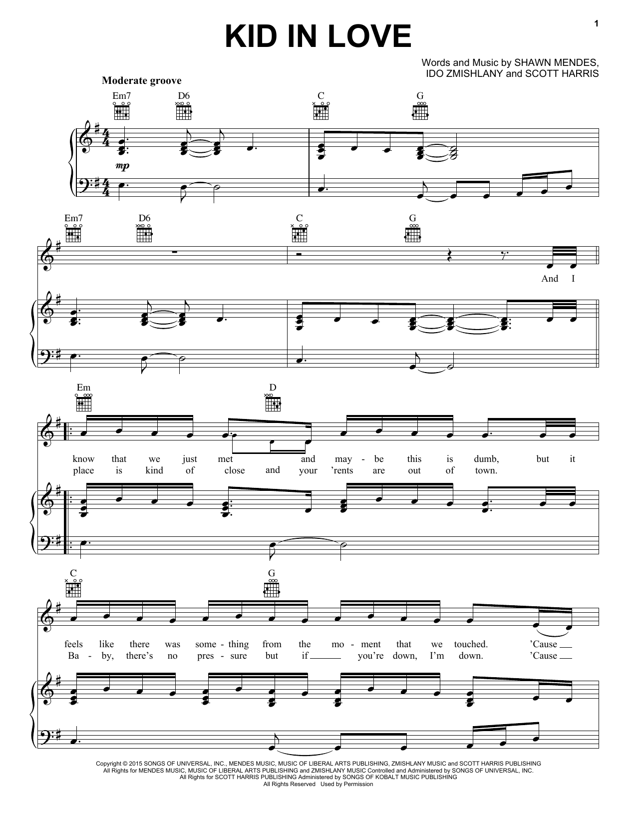 Download Shawn Mendes Kid In Love Sheet Music