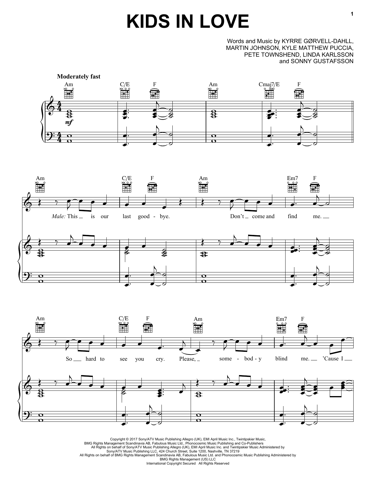 Download Kygo Kids In Love (feat. The Night Game) Sheet Music