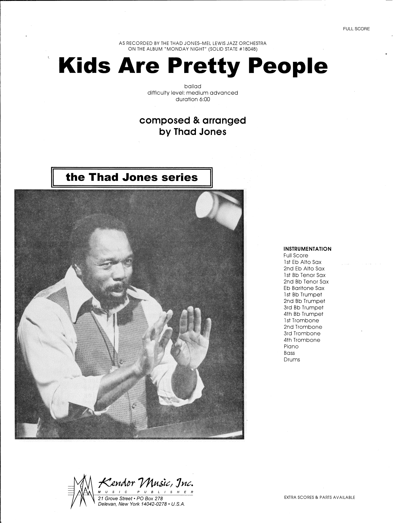 Download Thad Jones Kids Are Pretty People - Full Score Sheet Music