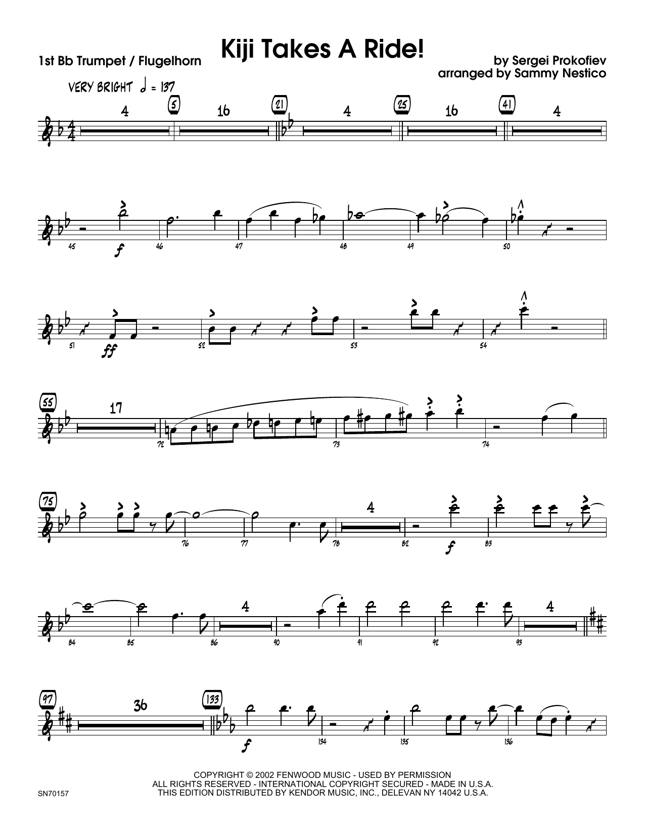 Download Sammy Nestico Kiji Takes A Ride! - 1st Bb Trumpet Sheet Music