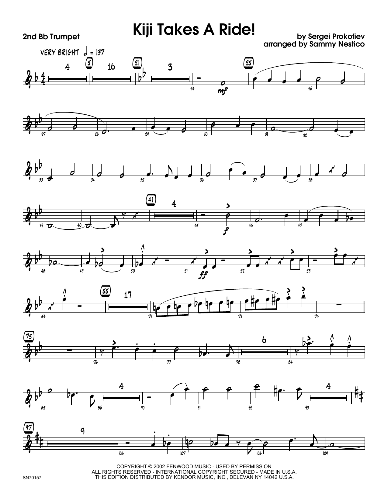 Download Sammy Nestico Kiji Takes A Ride! - 2nd Bb Trumpet Sheet Music