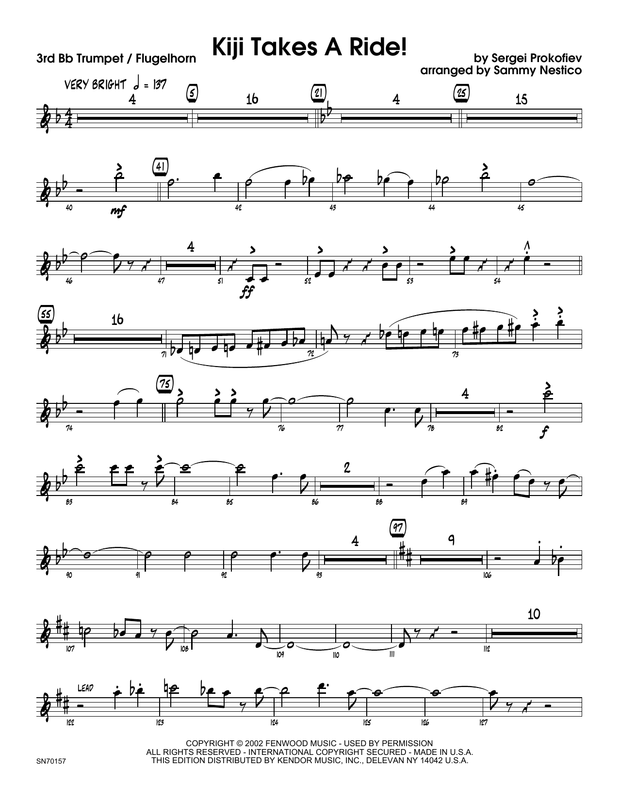Download Sammy Nestico Kiji Takes A Ride! - 3rd Bb Trumpet Sheet Music