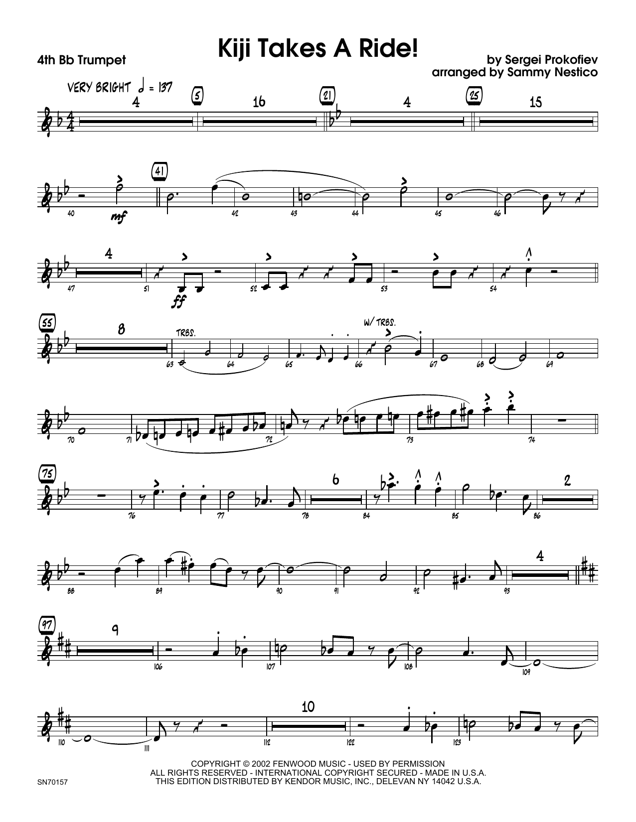 Download Sammy Nestico Kiji Takes A Ride! - 4th Bb Trumpet Sheet Music