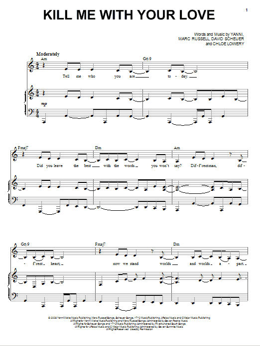 Download Yanni Kill Me With Your Love Sheet Music