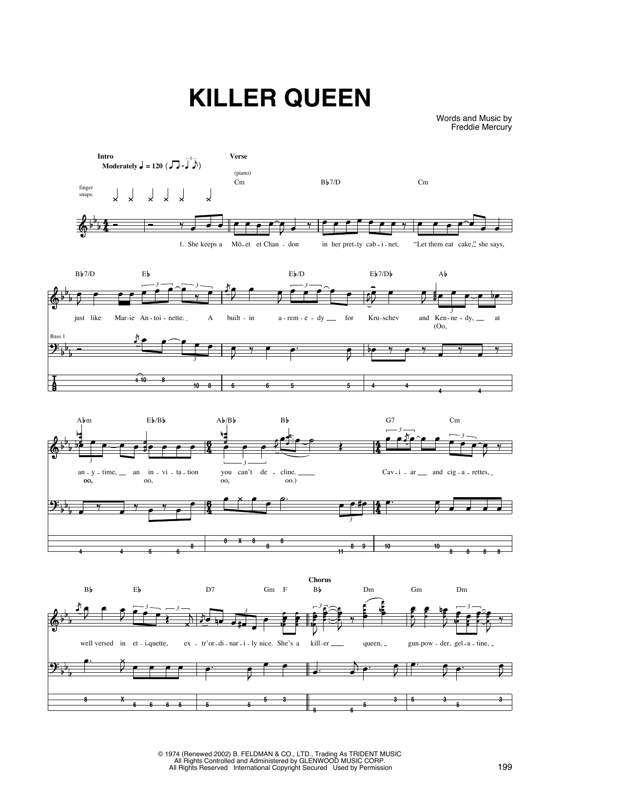 Download Queen Killer Queen Sheet Music