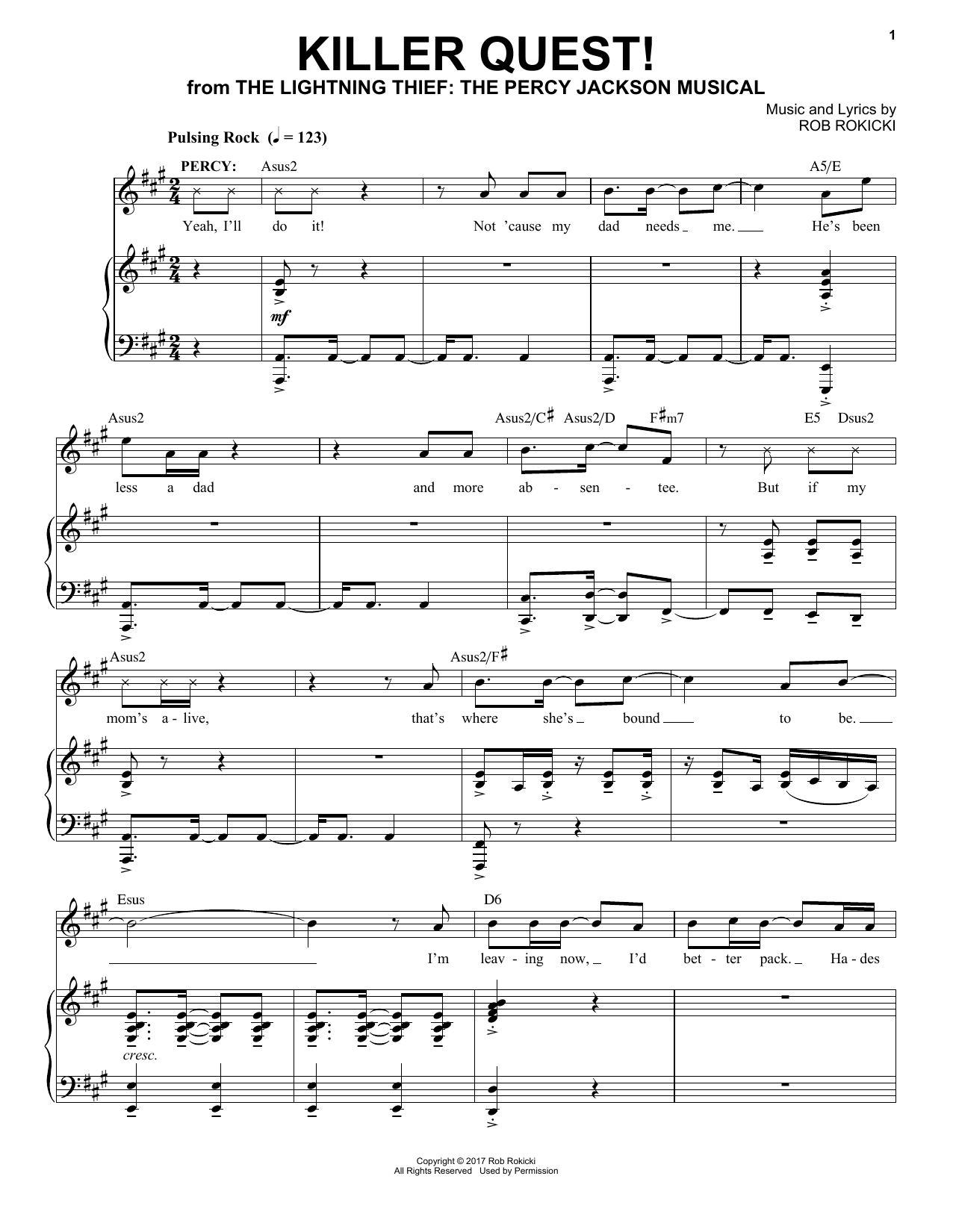 Download Rob Rokicki Killer Quest! (from The Lightning Thief Sheet Music