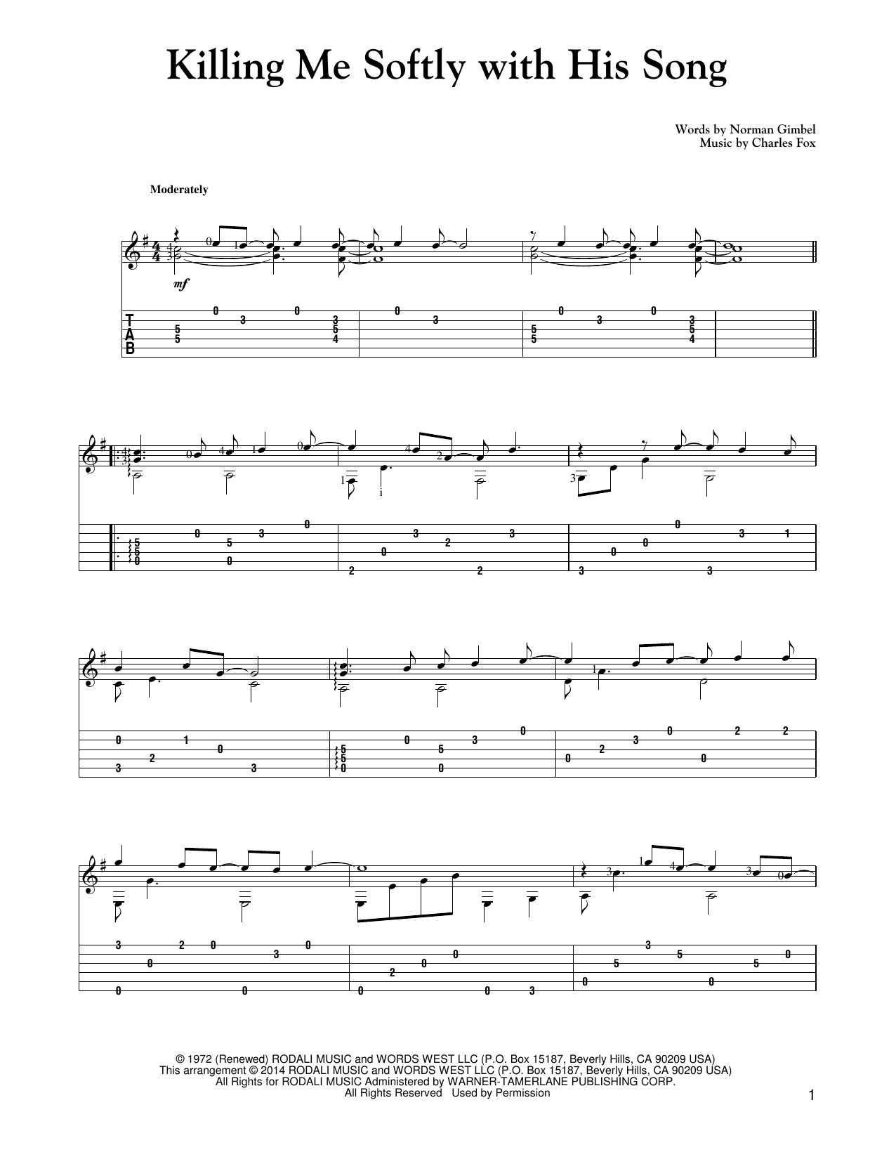 Download Mark Phillips Killing Me Softly With His Song Sheet Music