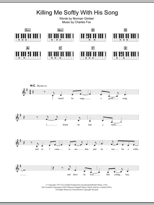 Download Fugees Killing Me Softly With His Song Sheet Music
