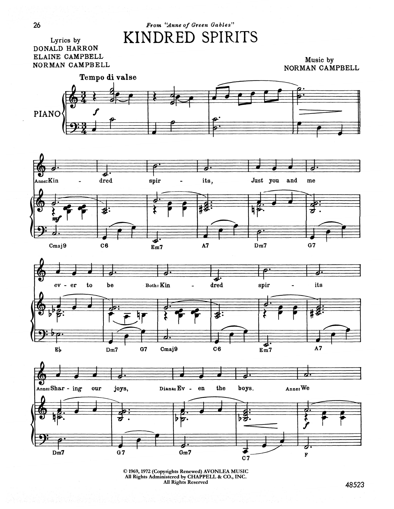 Download Norman Campbell Kindred Spirits (from Anne Of Green Gab Sheet Music