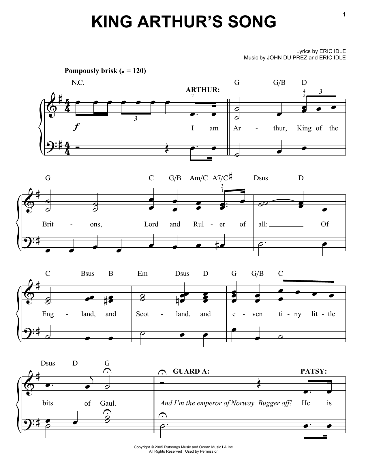 Download Eric Idle King Arthur's Song Sheet Music