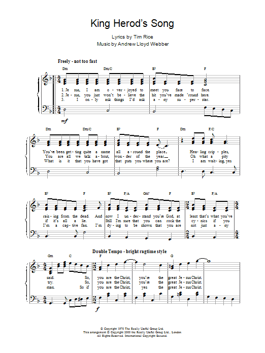 Download Andrew Lloyd Webber King Herod's Song (from Jesus Christ Su Sheet Music