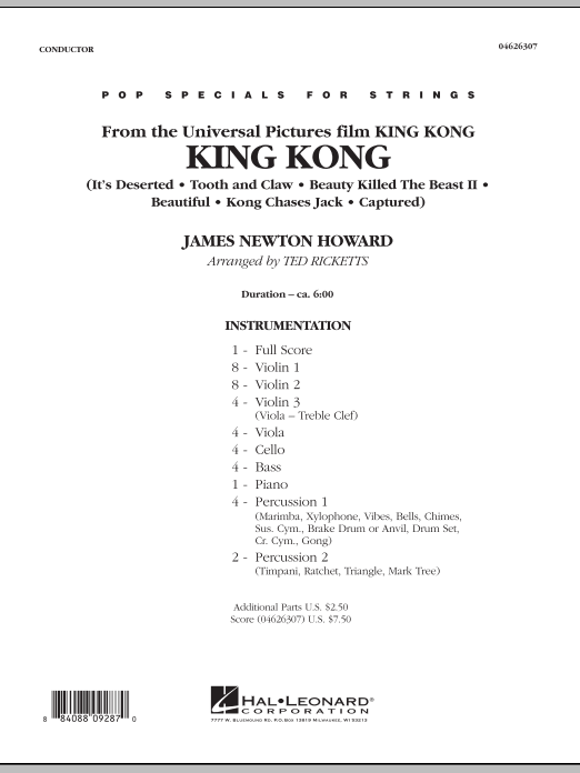 Download Ted Ricketts King Kong - Full Score Sheet Music