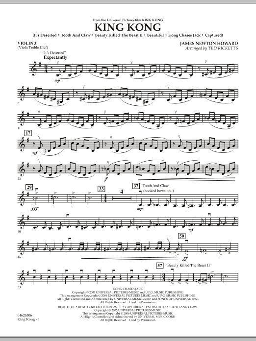 Download Ted Ricketts King Kong - Violin 3 (Viola T.C.) Sheet Music
